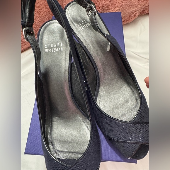 Stuart Weitzman Crosswood Peep-Toe Slingback Heels - Picture 7 of 10